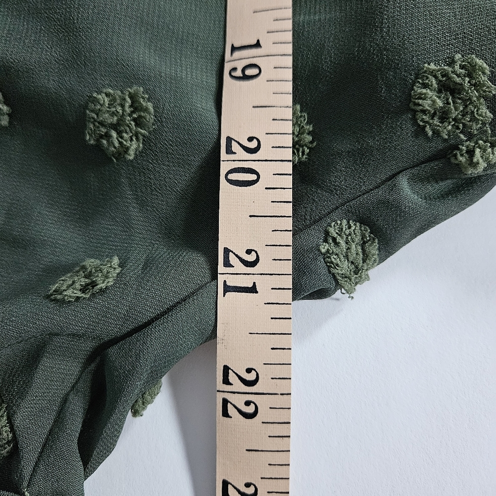 Kirundo Women’s Army Green Dress Size M V Neck Swiss Dot Ruffles NWT - Picture 9 of 10